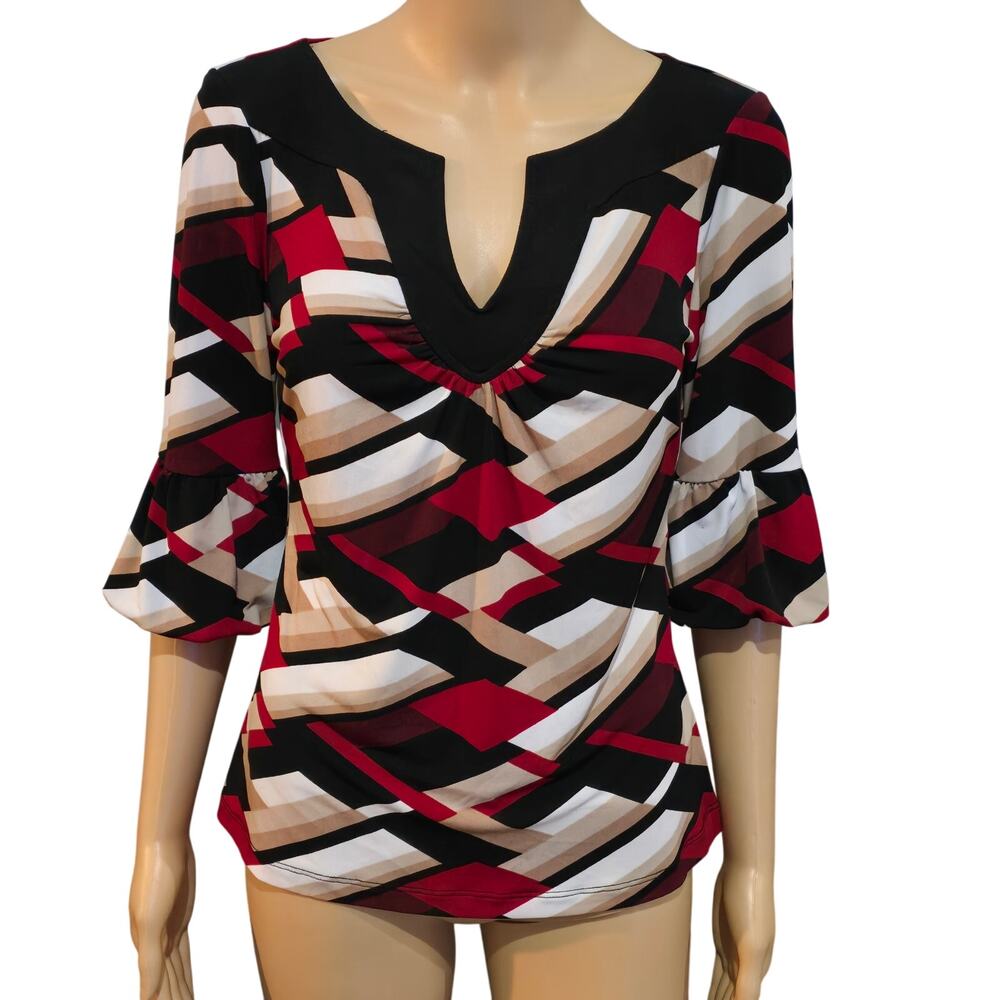 Candie's Red White Black Print Top Medium  Y2K